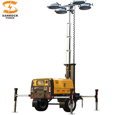 緊急用ディーゼルライトタワー発電機 6kw 7.3kw パーキンスエンジン付きポータブルライトトレーラー