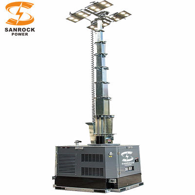 屋外用ディーゼルモバイルライトタワー 高さ9m 6kw 9kw LEDライトタワー発電機