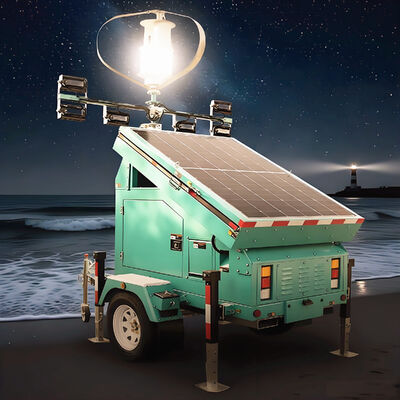 Towable Light Tower Quick Deployment Emergency Light Tower Beam Angle 350° Solar LED Light Tower