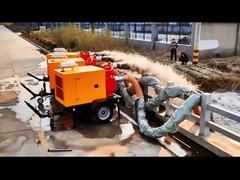 トレーラー搭載型ウォーターポンプセット 固形物ハンドリング 76mm 単段ポンプ ディーゼルエンジン 自吸式ポンプ